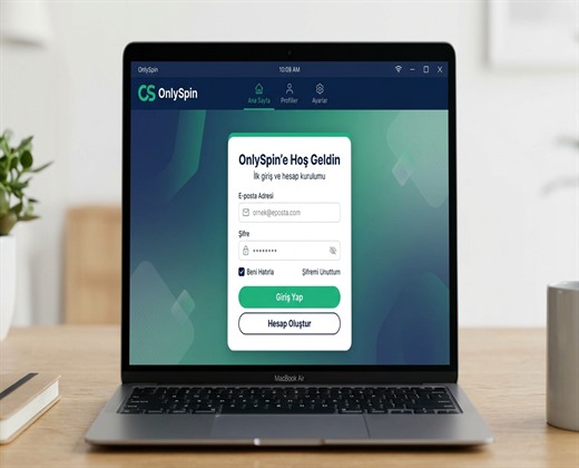 OnlySpin platform ilk giriş arayüz görseli